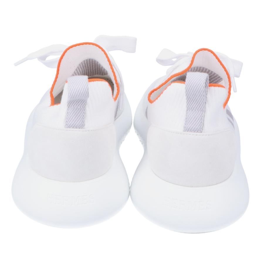 美品 HERMES エルメス クルー ニットスニーカー シューズ 38 ホワイト 