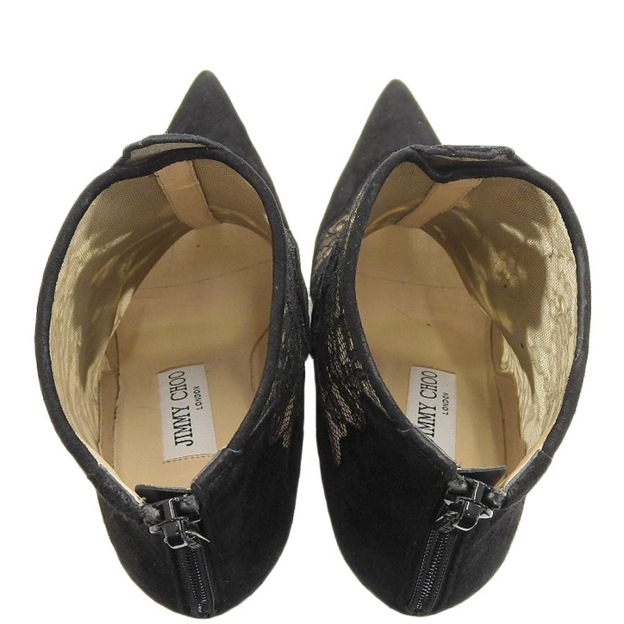 JIMMY CHOO ジミーチュウ 花柄 レース ブーティ レディース ブラック 