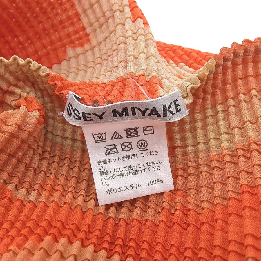美品 ISSEY MIYAKE イッセイミヤケ 総柄 トップス レディース オレンジ