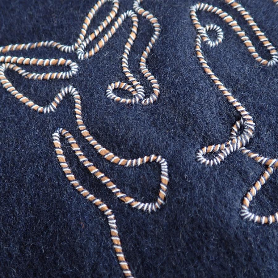 新品同様 HERMES エルメス 王者の虎 ブロデ マフラー マリン メンズ