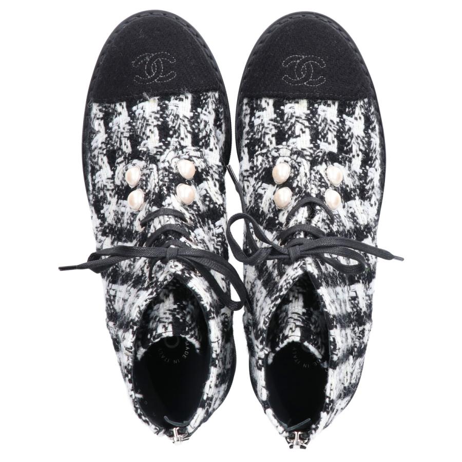 CHANEL 新品同様 シャネル G33823 ツイード ショートブーツ