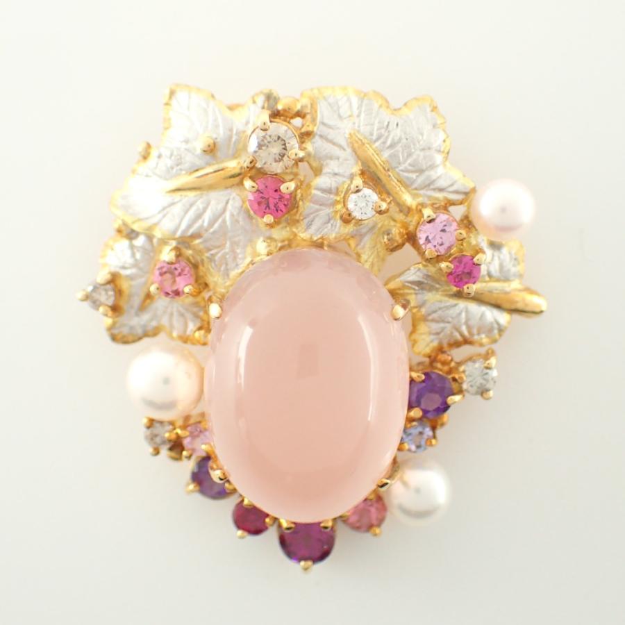 美品/ Sachi サチ 福原佐智 K18 ローズクォーツ 11.98ct/カラー