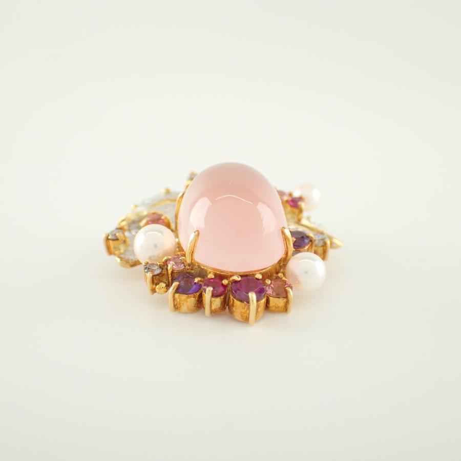 美品/ Sachi サチ 福原佐智 K18 ローズクォーツ 11.98ct/カラー