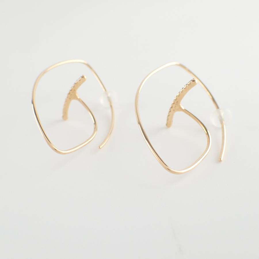 最終値下げHirotaka ダイヤモンド フローティングピアス ホワイトゴールド GOSSAMER ダイヤモンド フローティングピアス L サイズ