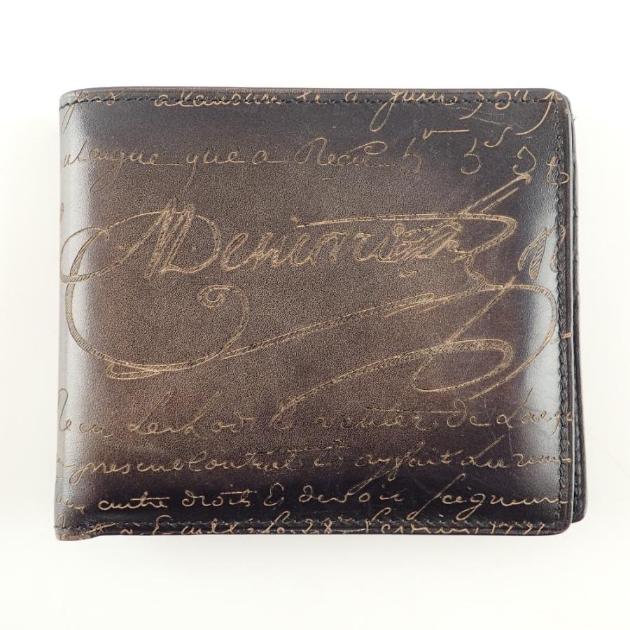 ベルルッティ Berluti スクリット ヴェネチアレザー 二つ折り財布 箱付 Berluti ベルルッティ 21年製 スクリットレザー 二つ折り財布（小銭