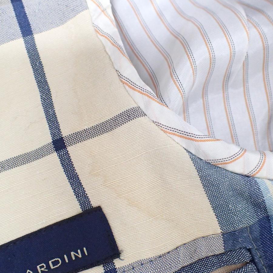 【Cabana】dusty-BLUE-GREY LINENチェック ジャケット LARDINI（ラルディーニ） チェック柄 JC32557AQ コットンジャケット