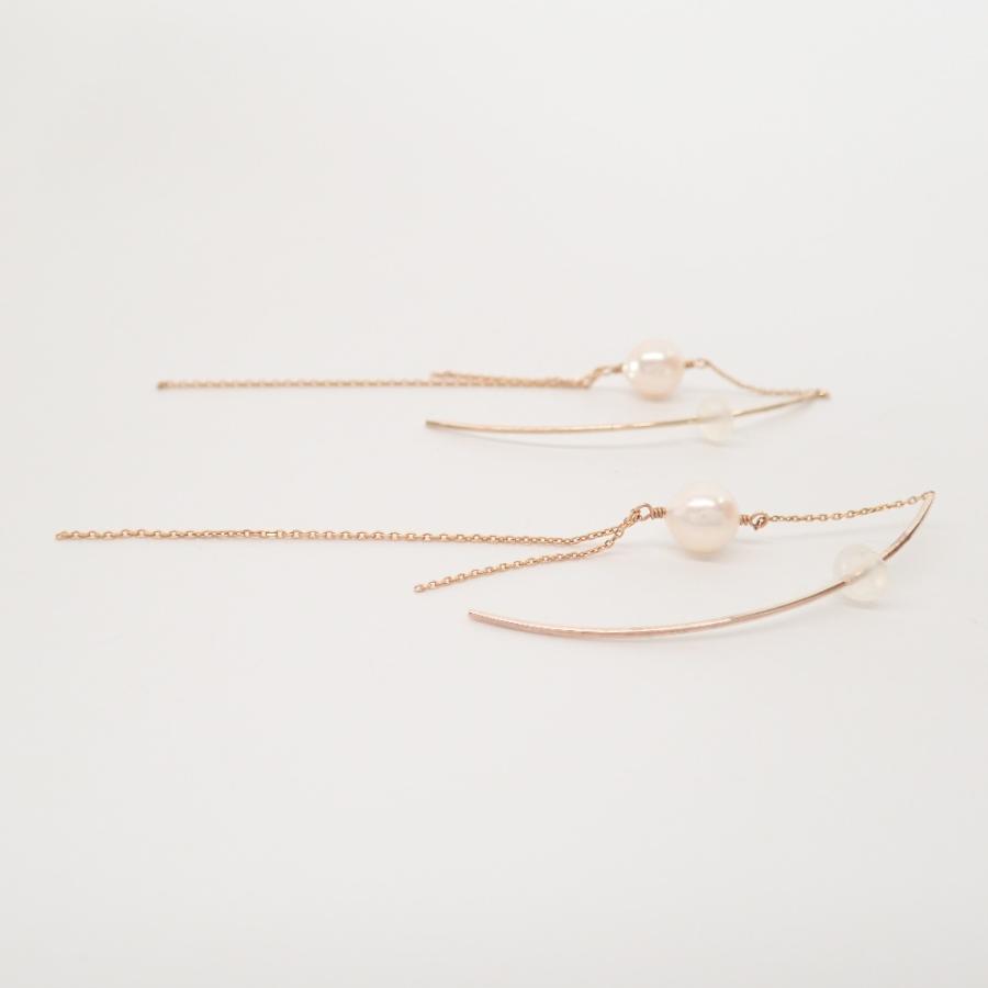 Hirotaka パールチェーンピアスK10YG 両耳 