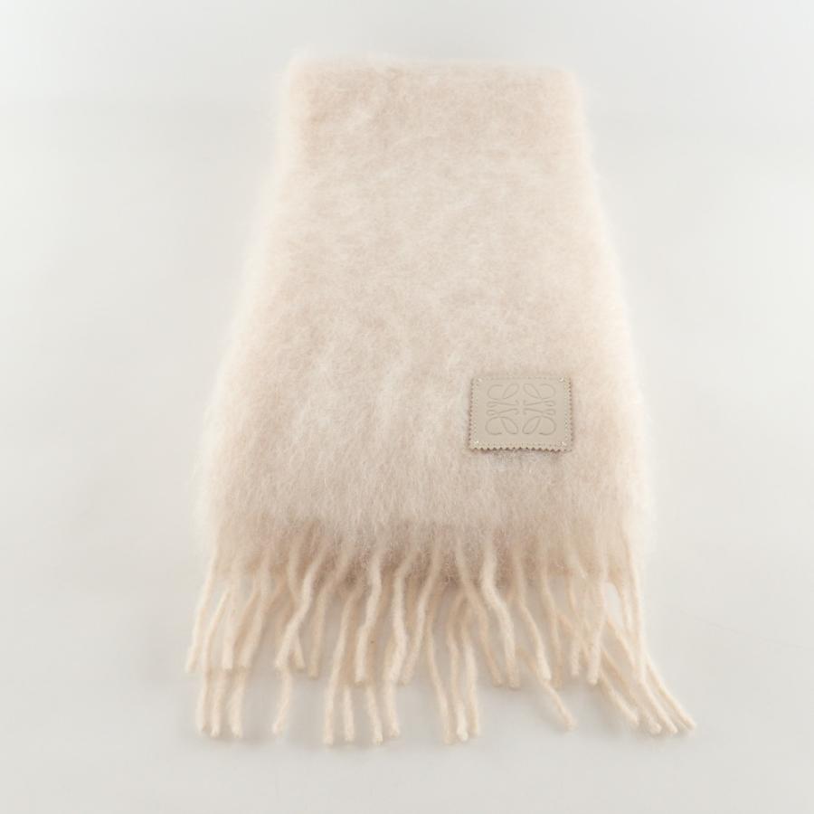 ロエベ　LOEWE アナグラム マフラー　ストール　ベージュ　美品 LOEWE（ロエベ） 美品 F540257X02 アナグラムブローチ付 モヘア