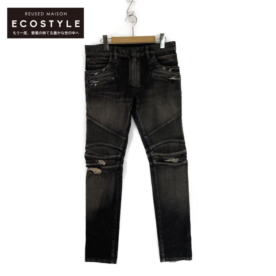 BALMAIN バルマン グレー POHT551C710V バイカーデニム 29 ボトムス 