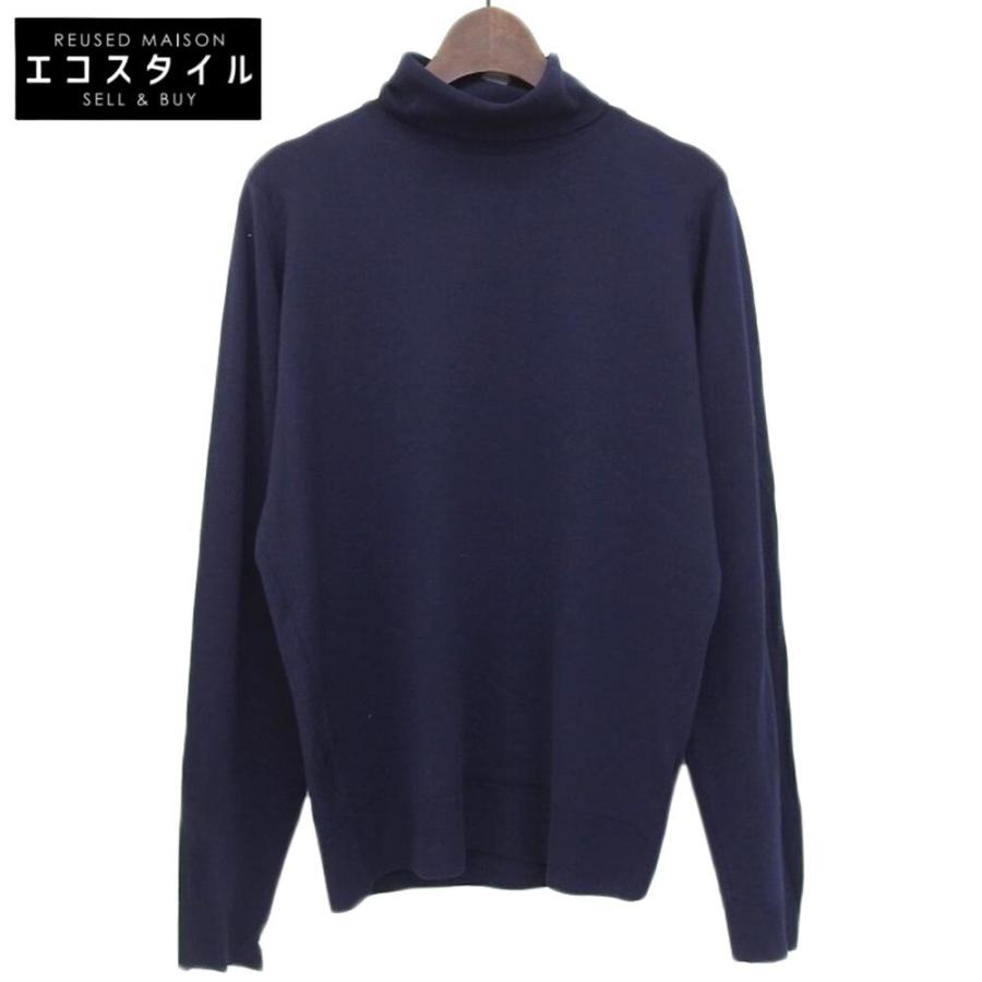 ジョンスメドレー ニット ウール タートルネック ネイビー メンズ
