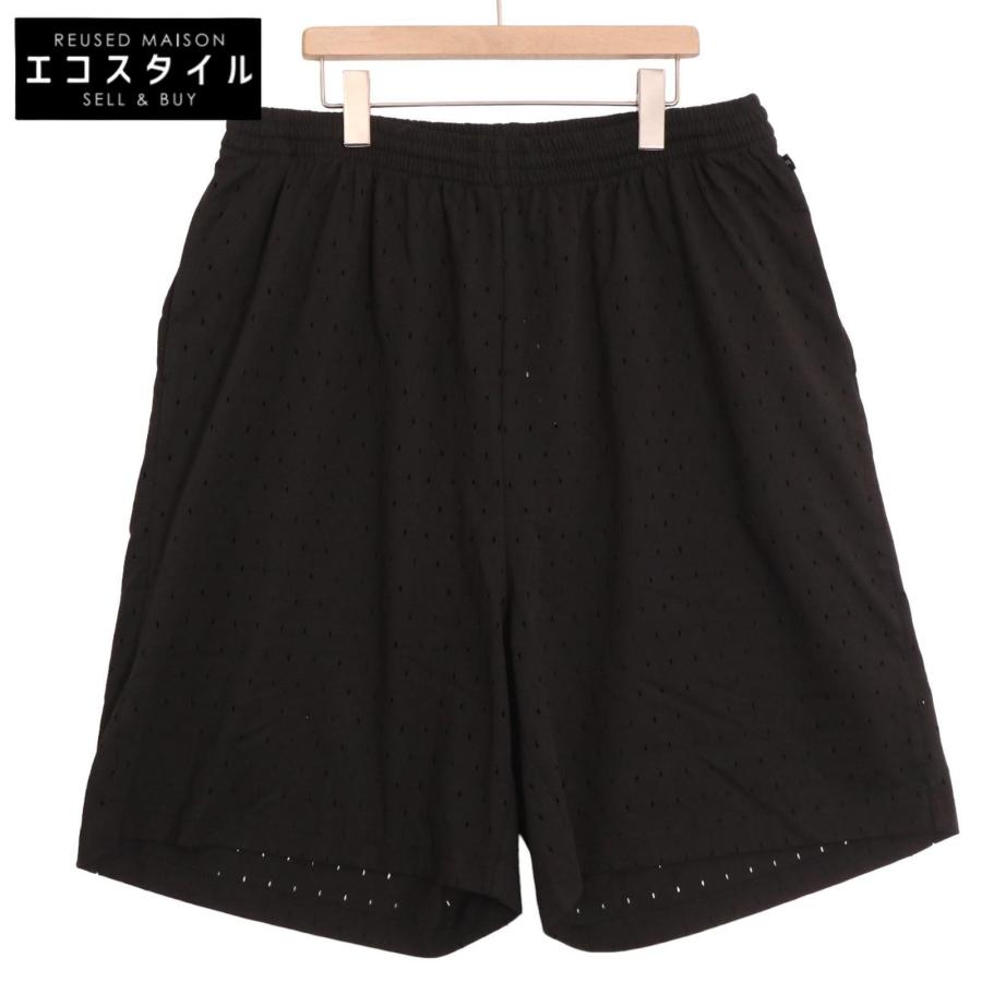 BALENCIAGA ブラック ハーフパンツ新品同様 バレンシアガ 24AW LARGE SHORTS 刺繍 ロゴ ラージ ショーツ