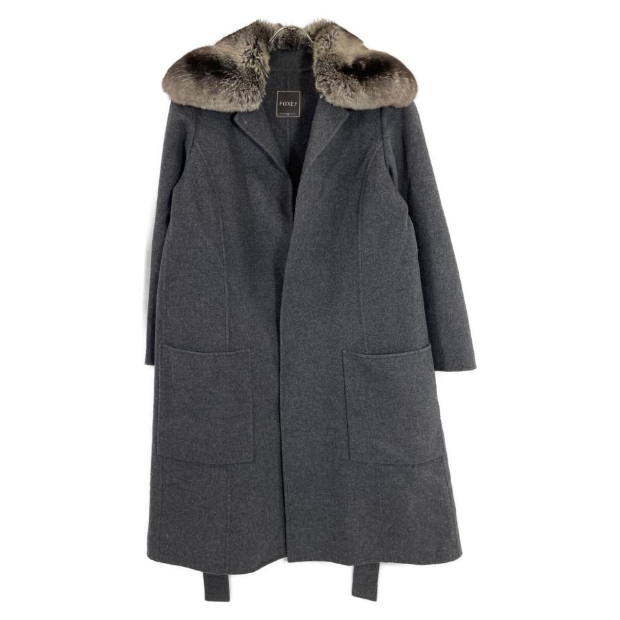 FOXEY フォクシー 27451 カシミヤ チンチラファー コート グレー 38 