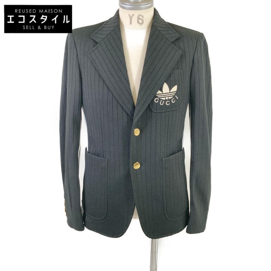 GUCCI（グッチ） 新品同様/国内正規 xadidasアディダス 721088 金ボタン テーラード ジャケット 44 ブラック メンズ ...