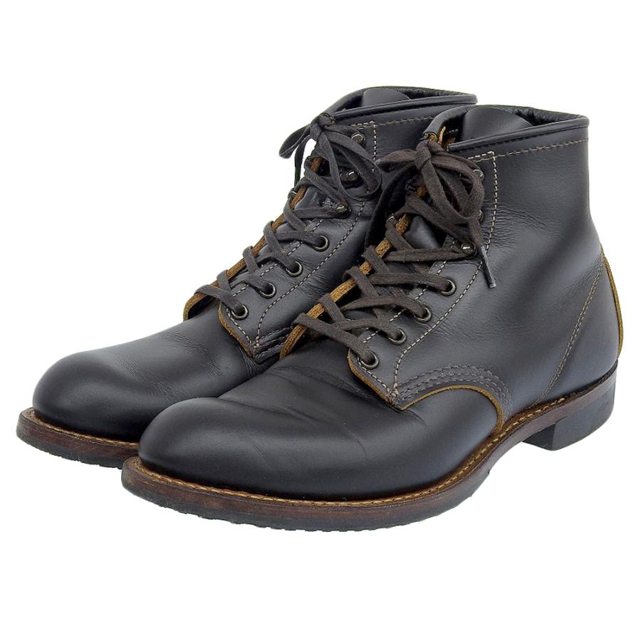 期間限定ニシキヘビ美品 Red Wing レッドウィング ベックマン フラットボックス ブーツ メンズ ブラック クロンダイク 26..0cm 9060 むくみ対応 靴