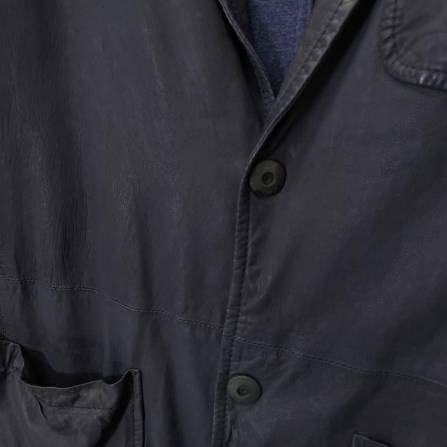 ジョルジオアルマーニ ﾈｲﾋﾞｰ LSG01P LSP35 ｶｰﾌｽｷﾝ×ｼﾞｬｰｼﾞｰ ﾃｰﾗｰﾄﾞｼﾞｬｹｯﾄ 56 GIORGIO ARMANI ジョルジオアルマーニ ネイビー LSG01P LSP35 カーフ