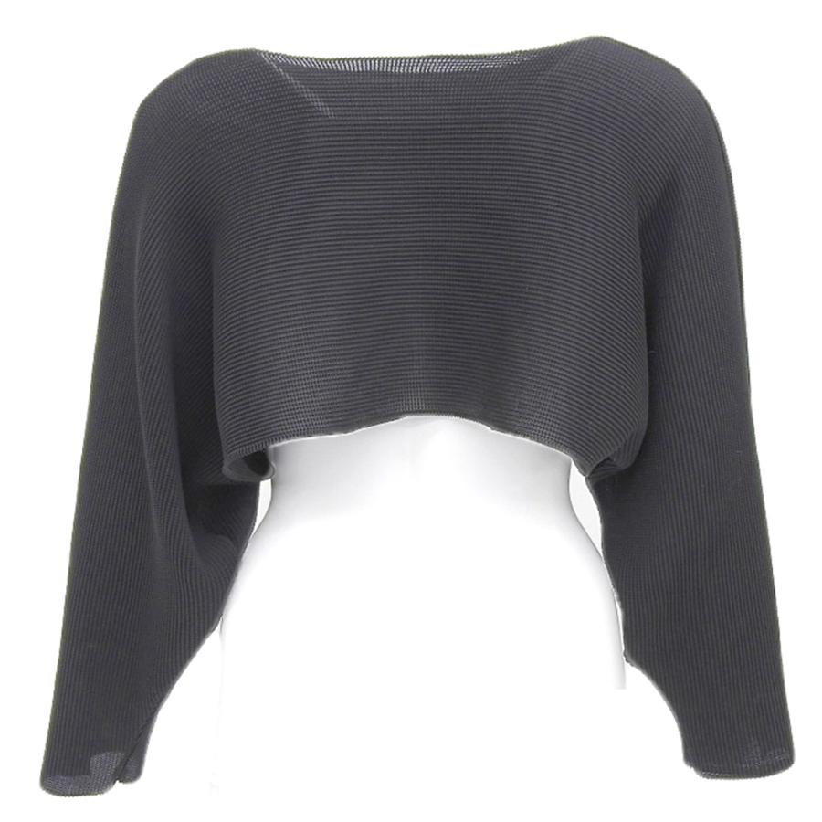日本製イッセイミヤケme カットソー極美品 黒　定価38000円 me ISSEY MIYAKE ミー イッセイミヤケ 長袖ブラウス ショート丈