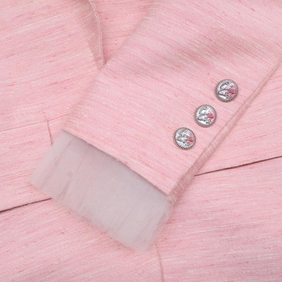 CHANEL シルク100% ダブルブレストコート ピンク CHANEL シルク100