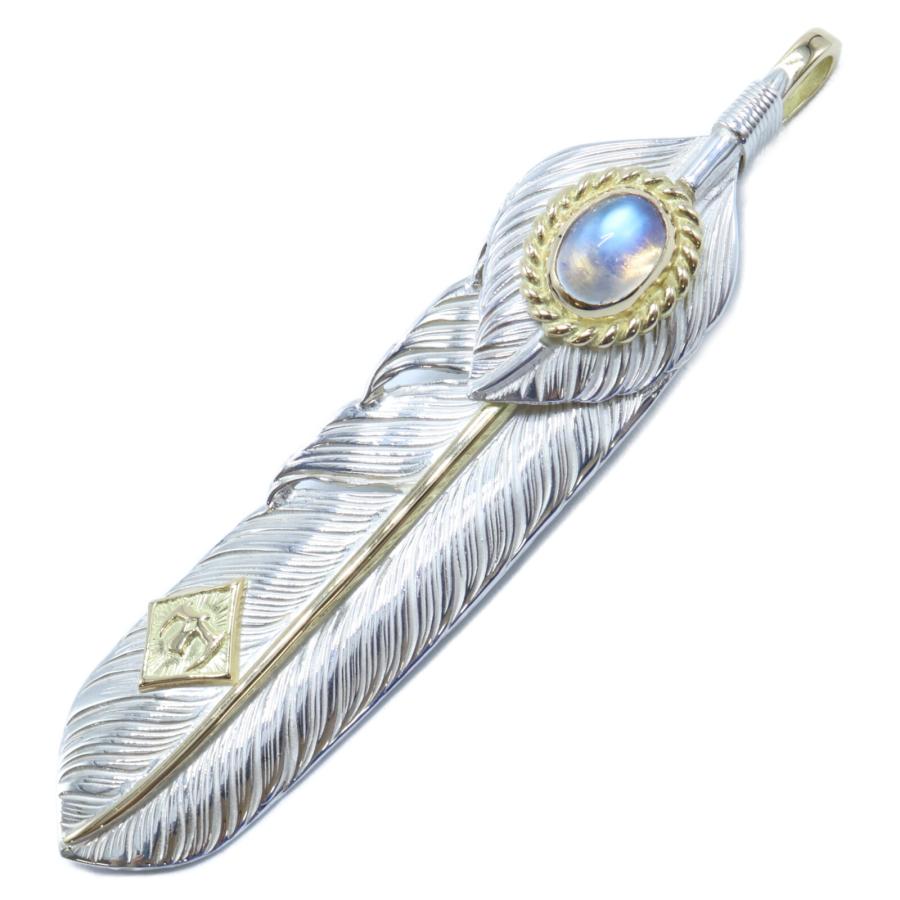 Taro Washimi フェザー ペンダントトップ 新品同様 Taro Washimi 鷲見太郎 925xK18 ブルームーンストーン L