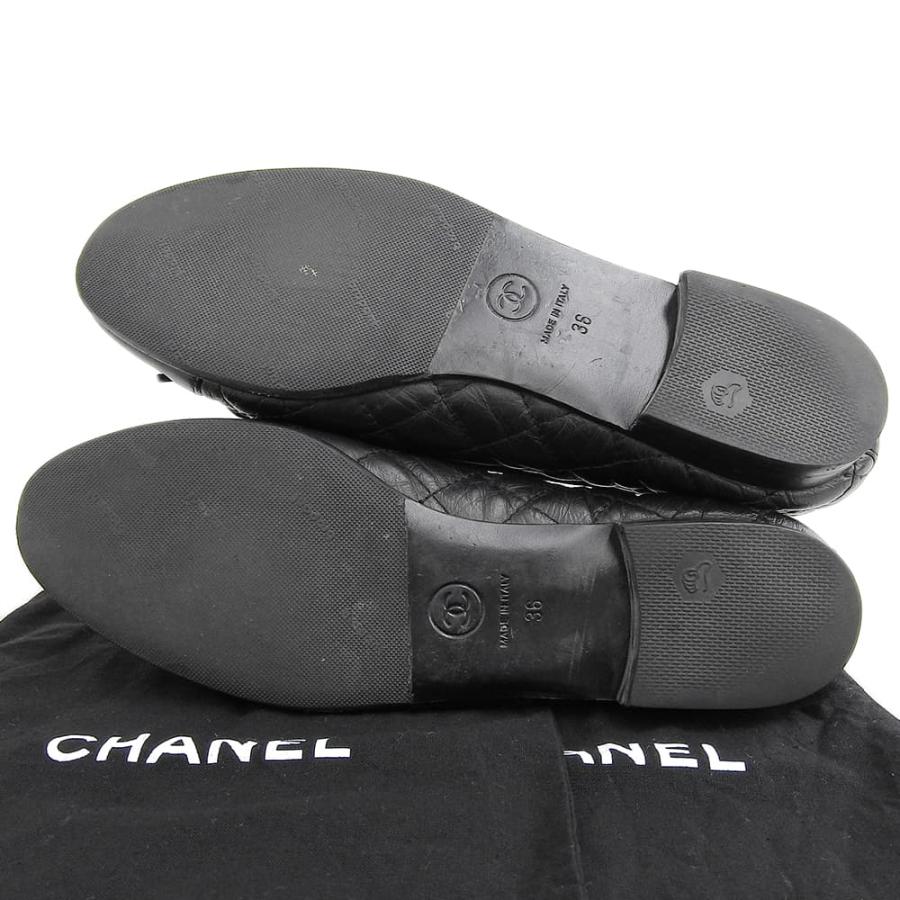 CHANEL（シャネル） レザー フラット パンプス レディース ブラック 36
