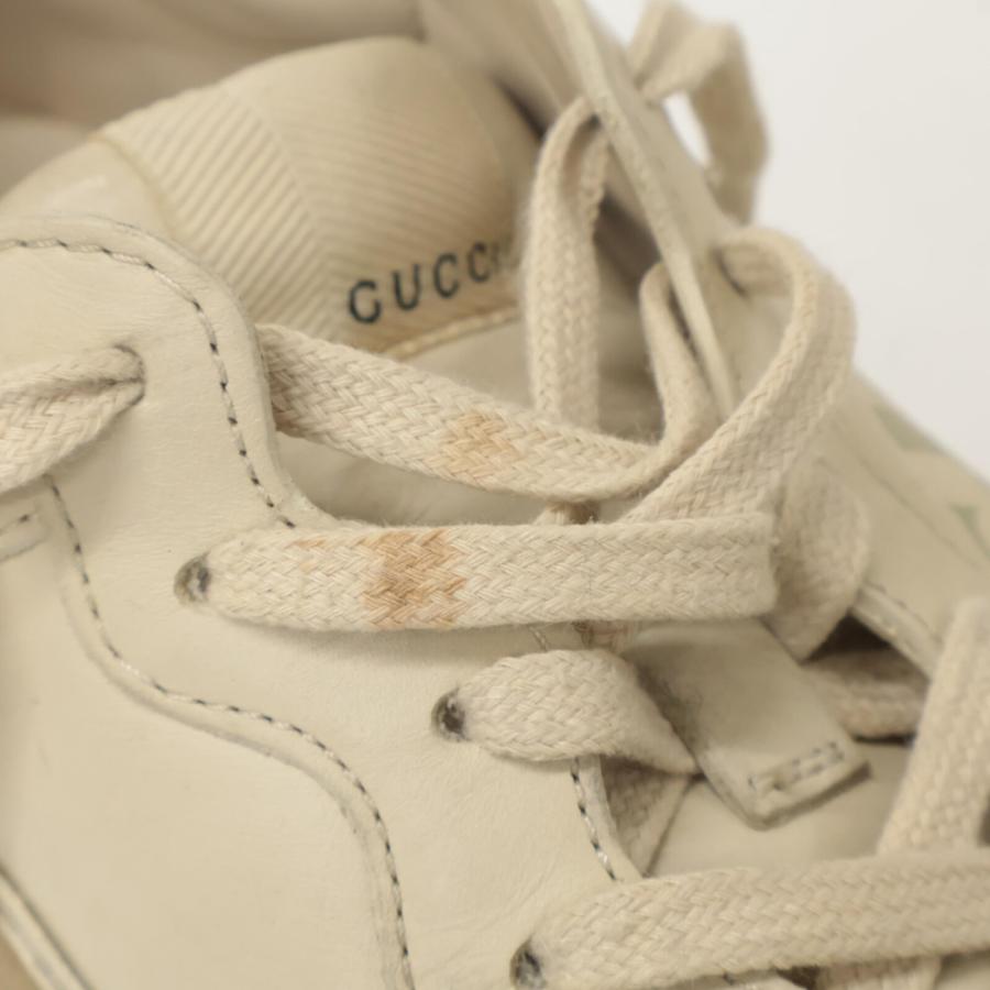 GUCCI アイボリー　スニーカー　ライトン　サイズ6 GUCCI（グッチ） 500877 ライトン ロゴ レザー スニーカー シューズ 6