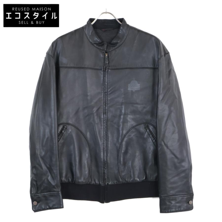 PAPAS メンズ革ジャケット PAPAS パパス ブラック ラムレザー ジップジャケット L ジャケット