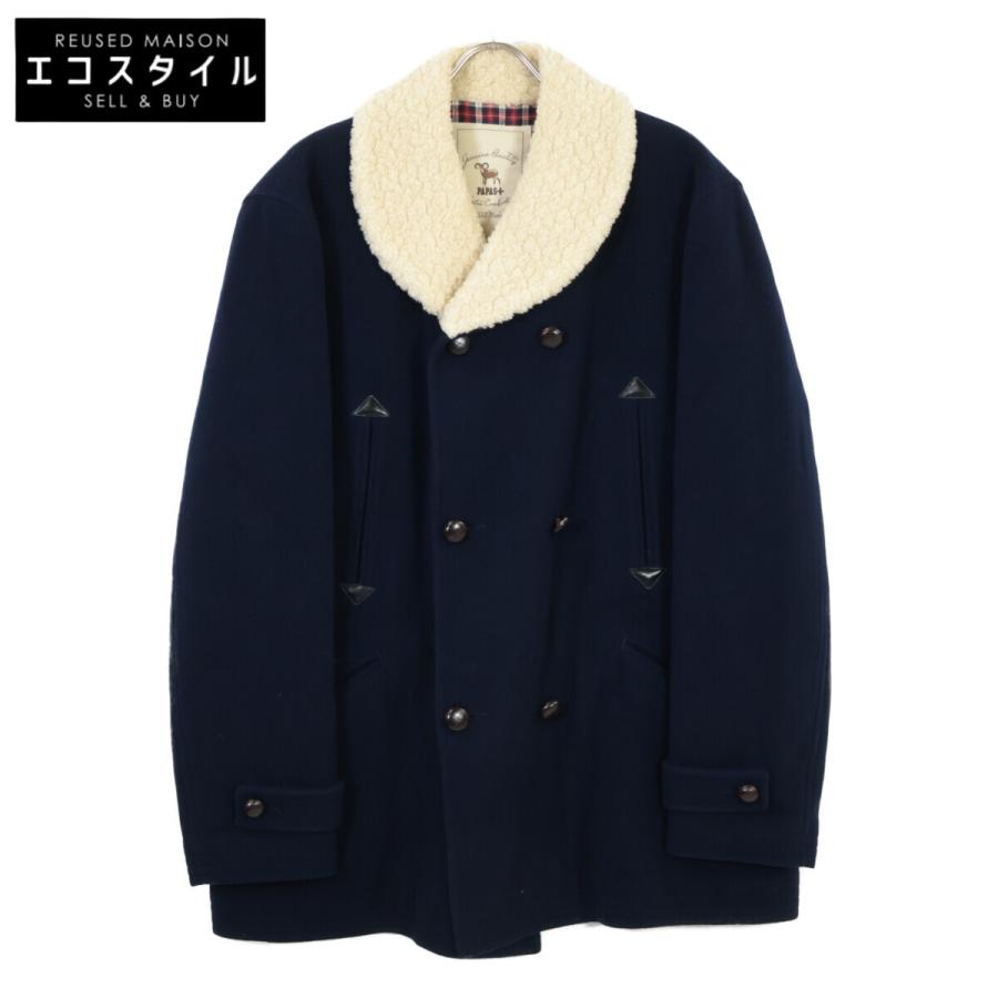 PAPAS パパス DO448FCH002 ウール ボアショールカラー ピー コート LL