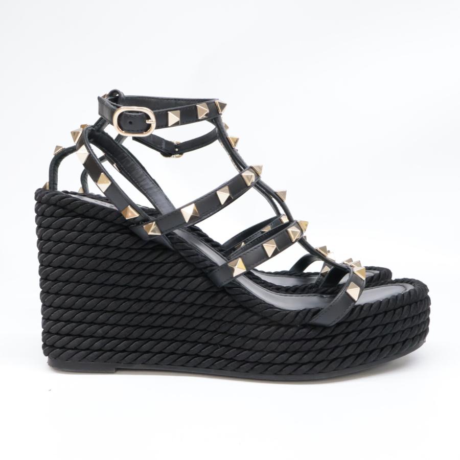 美品/ VALENTINO ヴァレンティノ ロックスタッズ ストラップ ウェッジ