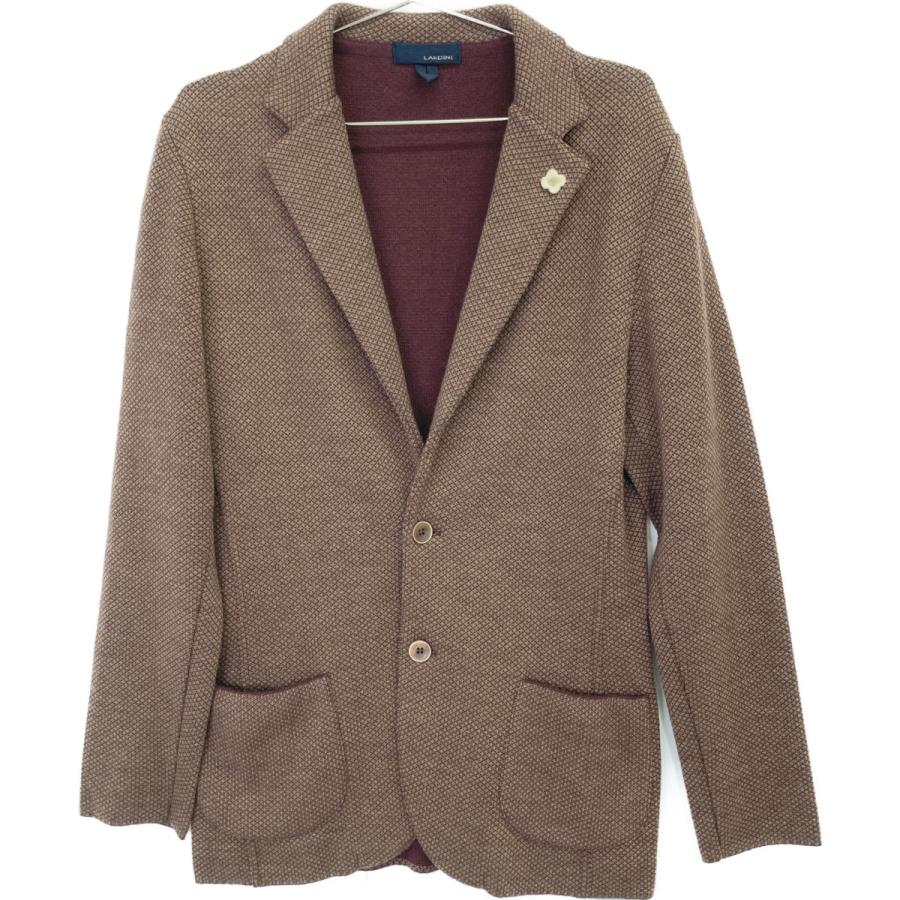 極美品 ラルディーニ JQLJM56 ウール ミラノ リブ 2B ジャケット LARDINI（ラルディーニ） エンジ JQLJM56 ウールミラノリブソリッド2B