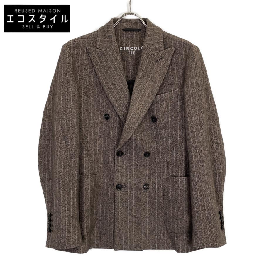 CIRCOLO1901 チルコロ1901 CN4109 ブラウン ピークドラペル ダブルブレスト ジャケット 48 CIRCOLO1901 チルコロ1901 CN4109 ブラウン ピークドラペル ダブル
