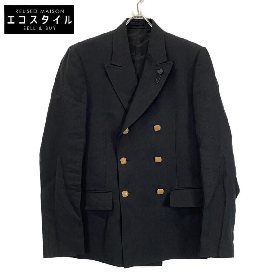 ラルディーニ ダブルブレスト ジャケット ブラック 46 LARDINI（ラルディーニ） ブラック EQ6902G リネン ダブルブレスト