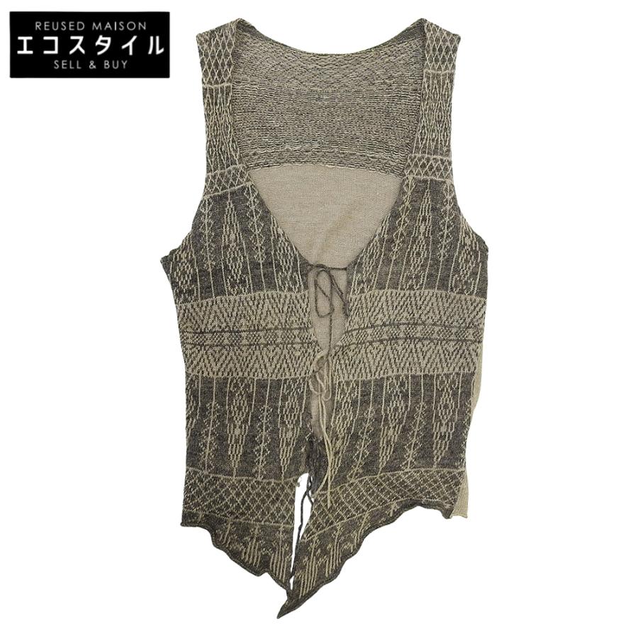 KAPITAL（キャピタル） 総柄 紐ニット ベスト メンズ ベージュ×グレー