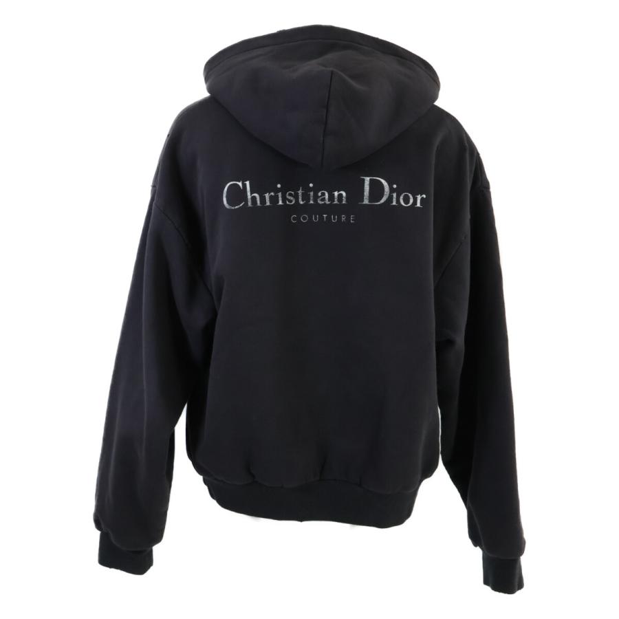 国内正規/  DIOR ディオール 343J691A0878 ダメージ加工 プルオーバー パーカー/ トップス XL ブラック メンズの画像