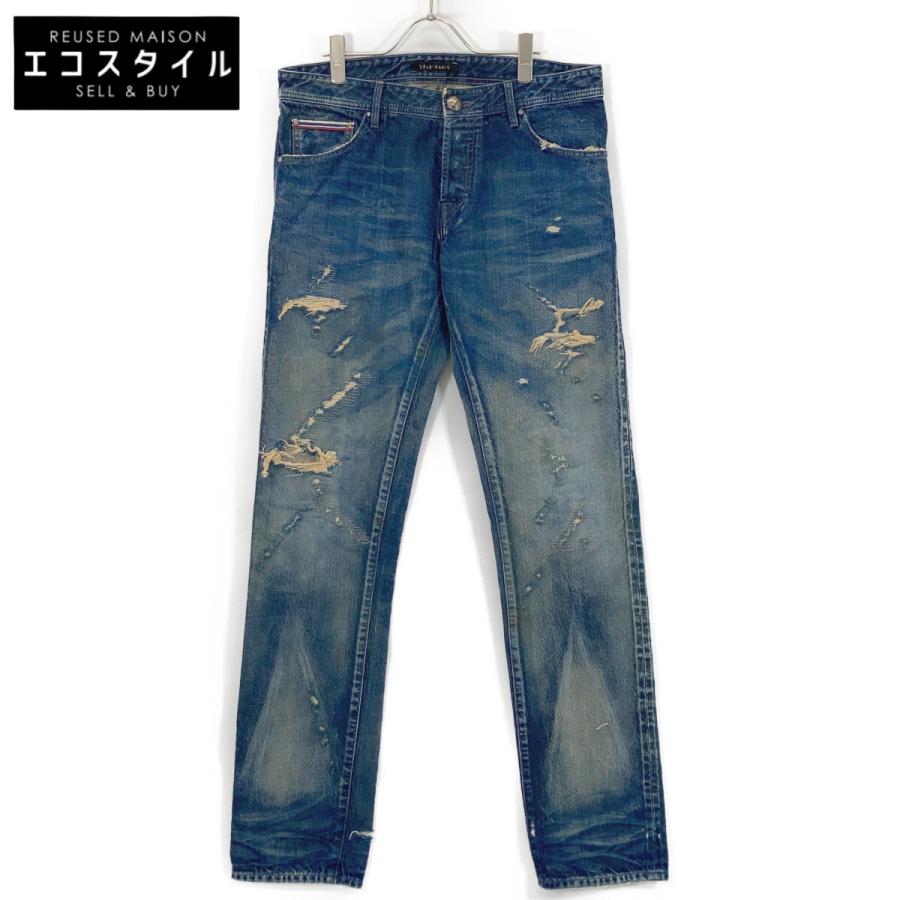 zele paris ゼルパリ デニム ZELE-PARIS ゼルパリ クロコロゴパッチ ダメージ加工 ボタンフライ