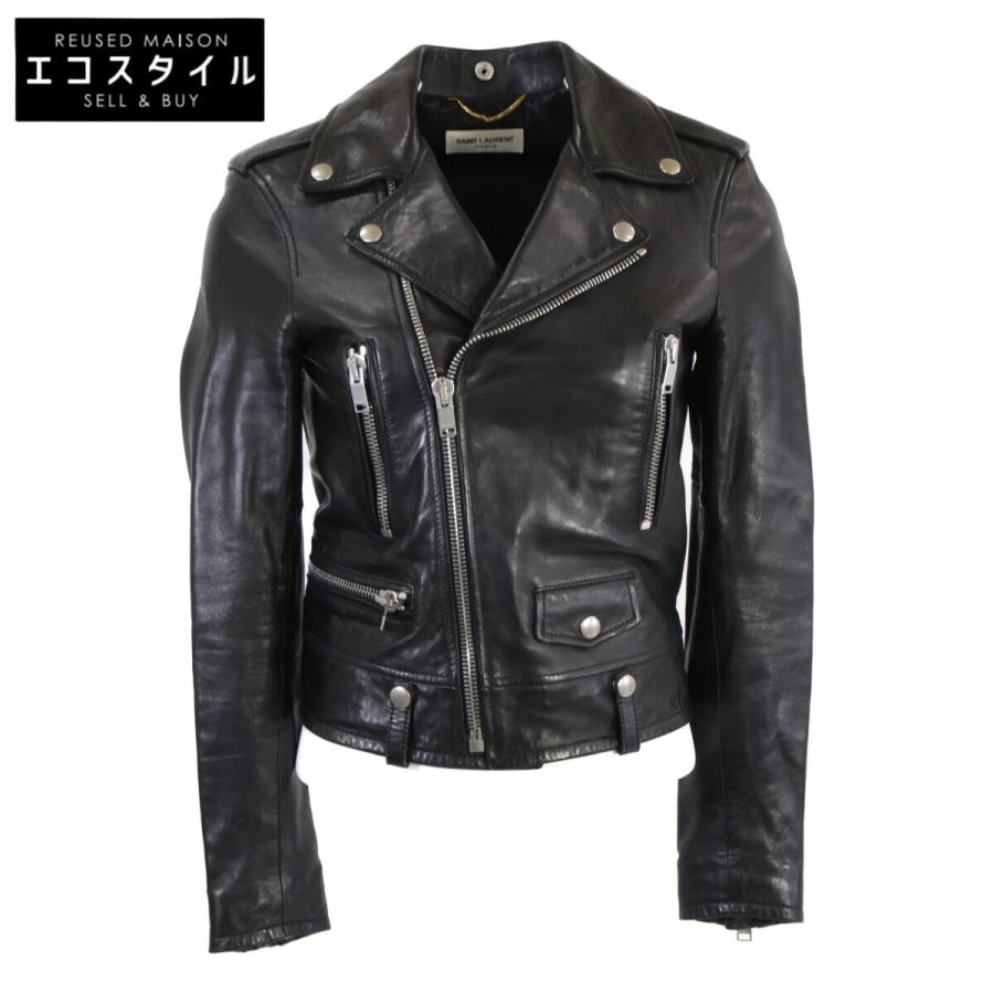 SAINT LAURENT ブラック ダブルライダースジャケット 中古・古着通販】Saint Laurent Paris (サンローランパリ) カサンドラ