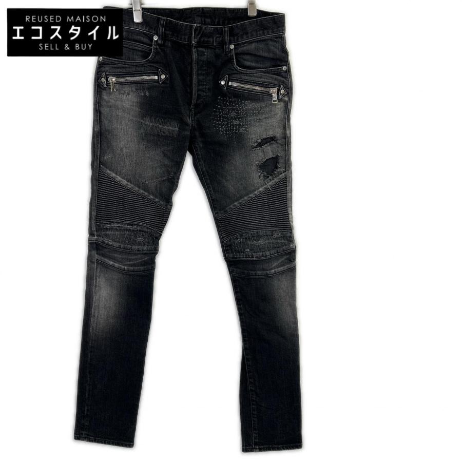BALMAIN（バルマン） S8H9131T149D ブラック ダメージ加工 バイカー