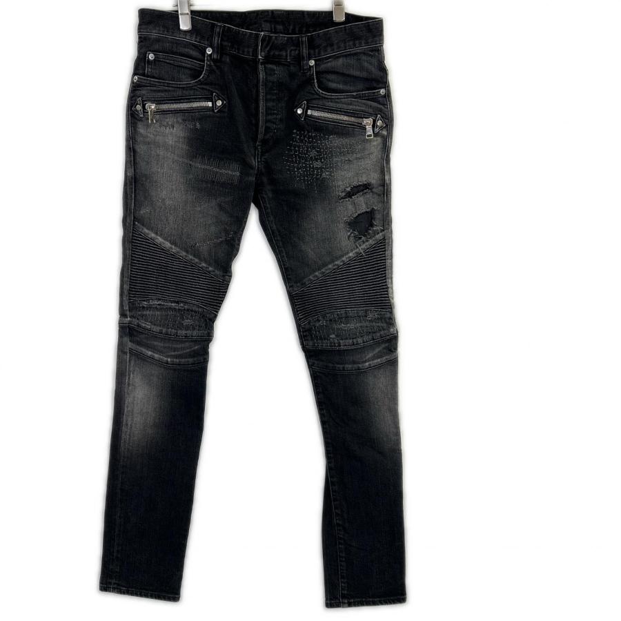 【SET★】BALMAIN バルマン ライダースパンツ　ベルト付　デカルナン期 BALMAIN - 11SS バルマンオム デカルナン期 バイカー デニム 30