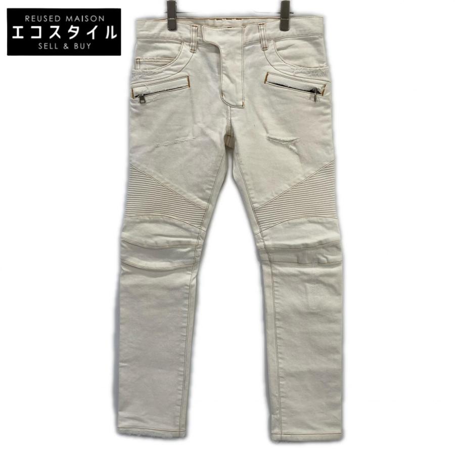 BALMAIN（バルマン） S7H9551T022 ホワイト ダメージ加工