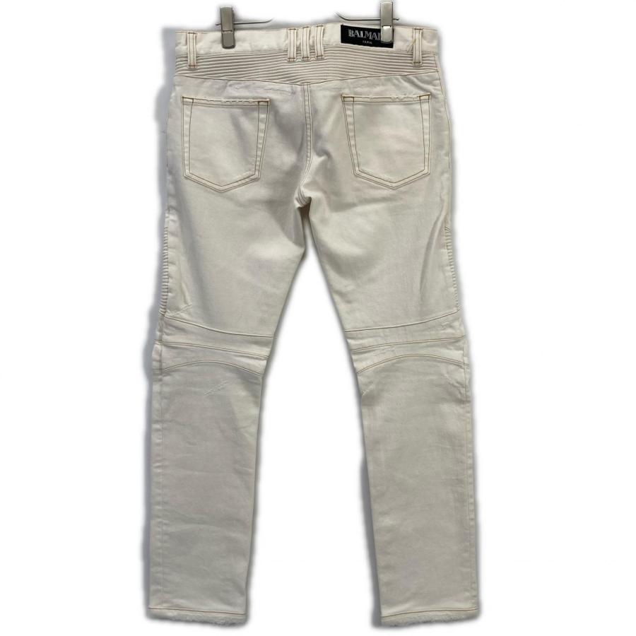 BALMAIN（バルマン） S7H9551T022 ホワイト ダメージ加工 バイカー