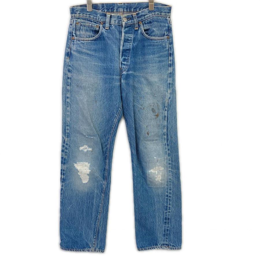 LEVI‘S リーバイス 66前期 ブルー ボタン裏6 ポケット裏シングル スモールe ボタンフライデニムパンツ ブルー ボトムス デニム メンズ 中古_1
