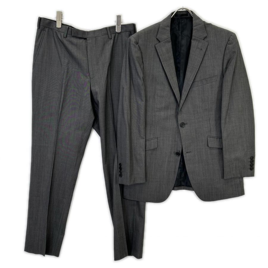 BURBERRY BLACK LABEL チャコール ピンストライプ D1H35-810-07 2ピース シングルスーツ 38/38 メンズ_1