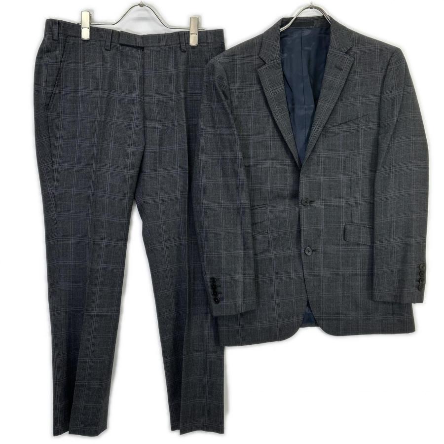 美品 バーバリー ブラックレーベル ブラック スーツ 42R L 裏地モノグラム BURBERRY BLACK LABEL バーバリー ブラックレーベル スーツ