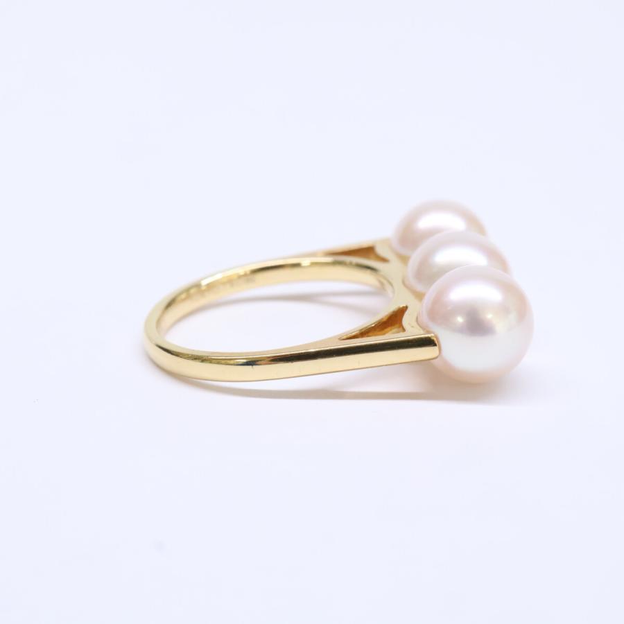 TASAKI タサキ 750YG バランスエラ 8mm珠 3連パール リング 指輪 