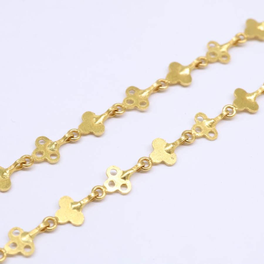 美品 Marie-Helene de Taillac マリーエレーヌドゥタイヤック 22K スモールクローバーチェーン チョーカー 37.5cm レディース_3