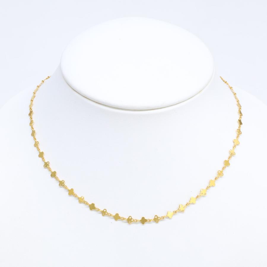 美品 Marie-Helene de Taillac マリーエレーヌドゥタイヤック 22K スモールクローバーチェーン チョーカー 37.5cm レディース_7