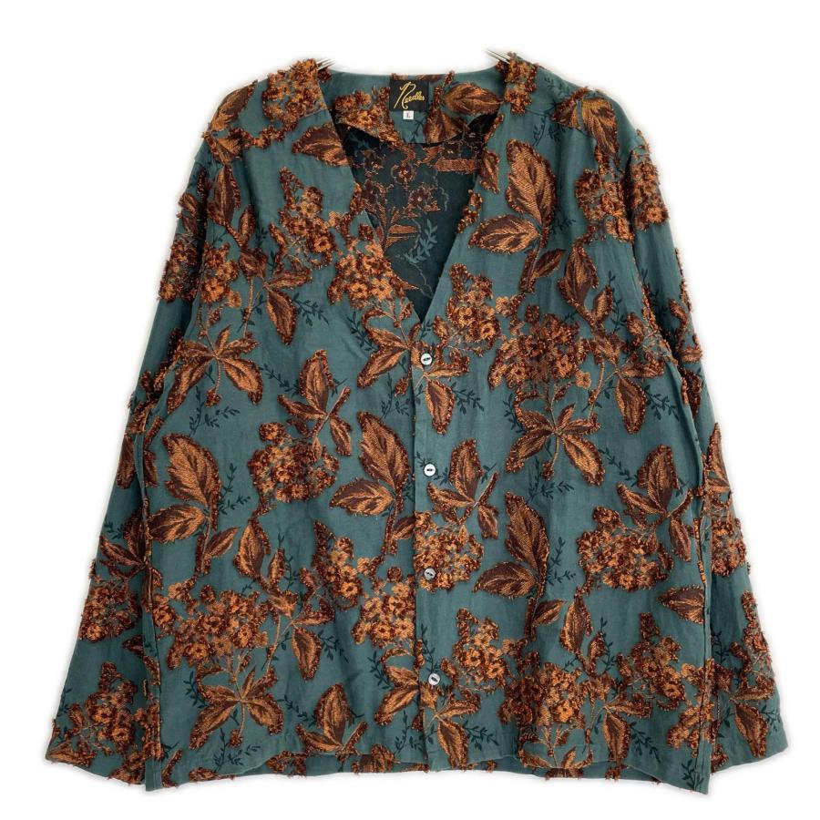 美品/ needles ニードルズ V Neck Shirt - Flower Cut Jq. L メンズ