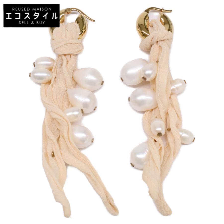 JIL SANDER（ジルサンダー） パール ファブリックリボン フープ ピアス 