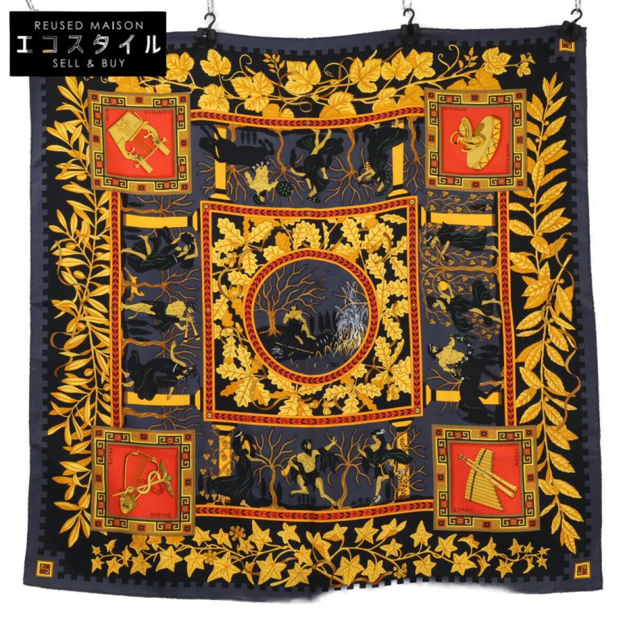 ☘️美品☘️ エルメス カレ90　Musique Des Dieux 神々の音楽 HERMES エルメス MUSIQUE DES DIEUX 神々の音楽 シルク カレ90