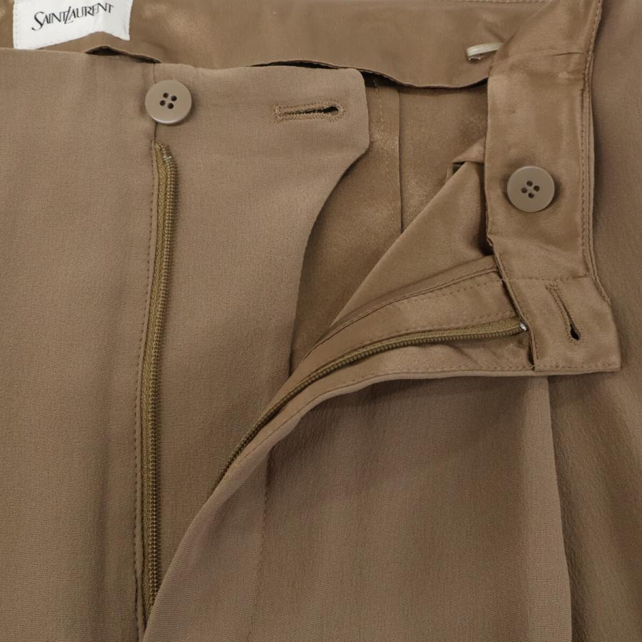 新品同様/国内正規/24年製 SAINT LAURENT PARIS サンローランパリ 803944 シルク100％ スラックス 46 ベージュ メンズの画像