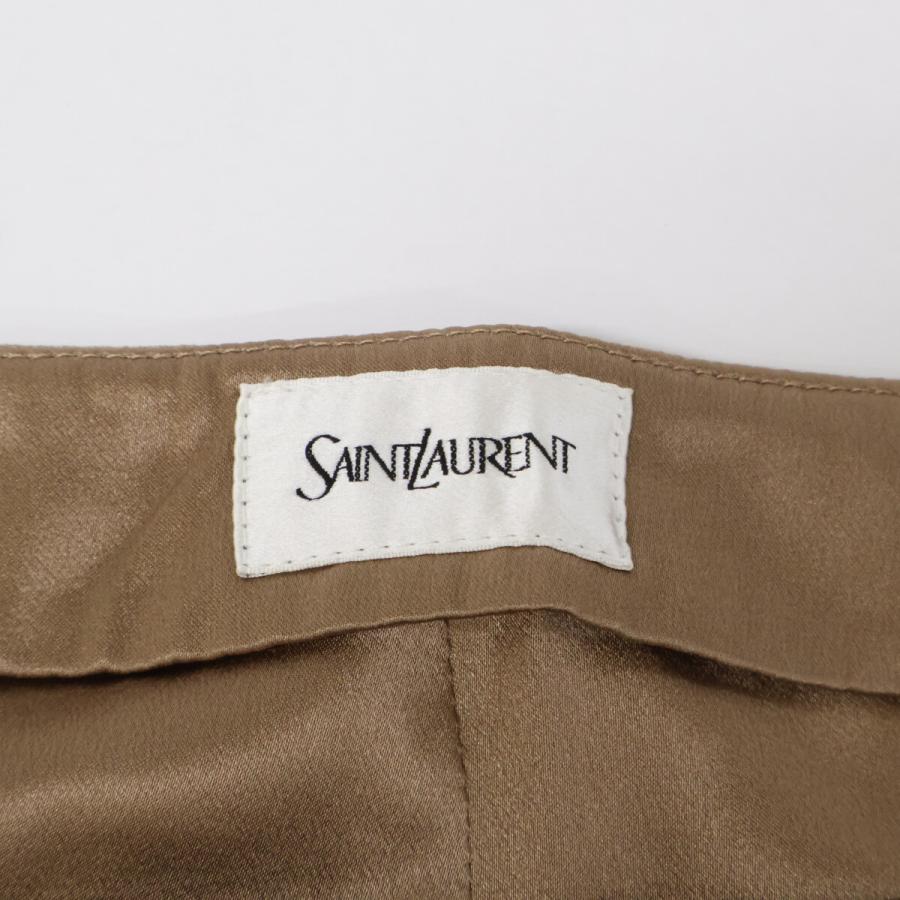 新品同様/国内正規/24年製 SAINT LAURENT PARIS サンローランパリ 803944 シルク100％ スラックス 46 ベージュ メンズの画像