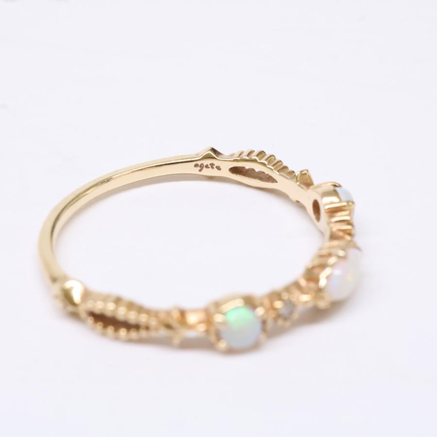 agete（アガット） 美品 K14 0.01 オパール ダイヤモンド リング 指輪